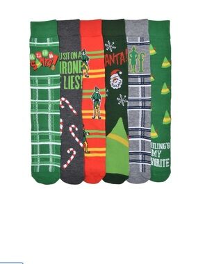 ELF Men's Holiday Crew Socks — Green, Red, Gray, Black